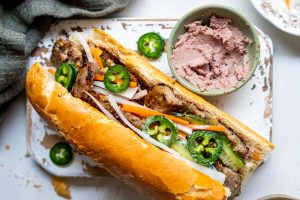 bánh mì (Vietnamese baguette sandwiches) and pâté