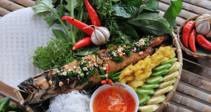 cá lóc nướng trui (grilled snakehead fish)