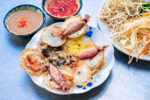 mini pancakes with shrimp and squid (bánh khọt tôm mực)